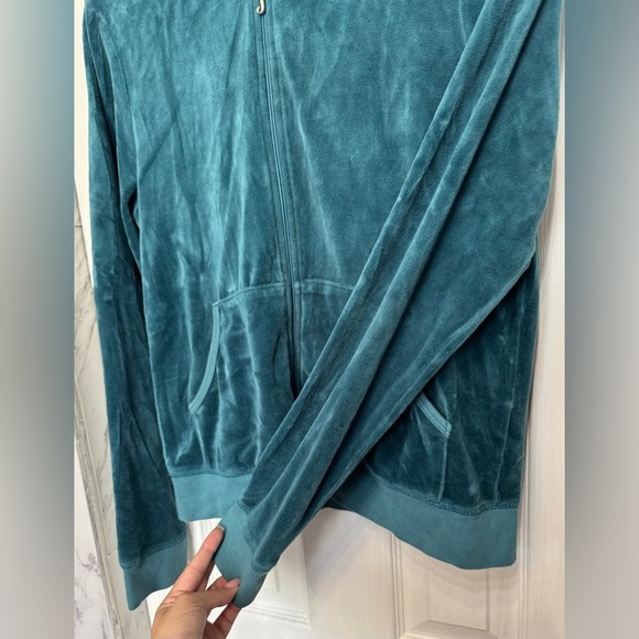 Juicy Couture Teal Velour Full Zip Up Women’s Hooded Jacket y2k - Picture 7 of 15